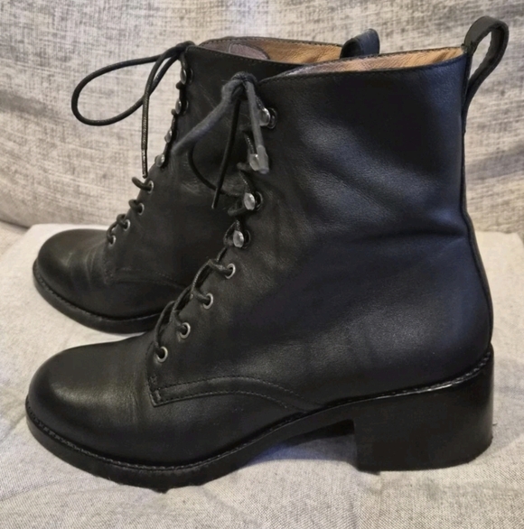 Madewell Patti Women's Lace-Up Boot Black Leather 7.5, Worn Once - Picture 6 of 8